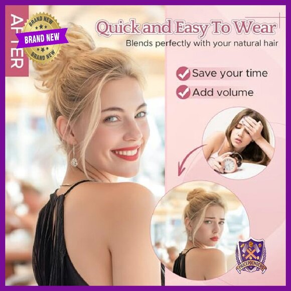 Real Human Hair Bun Extension 30g Wavy Curly Updo Ponytail Accessory